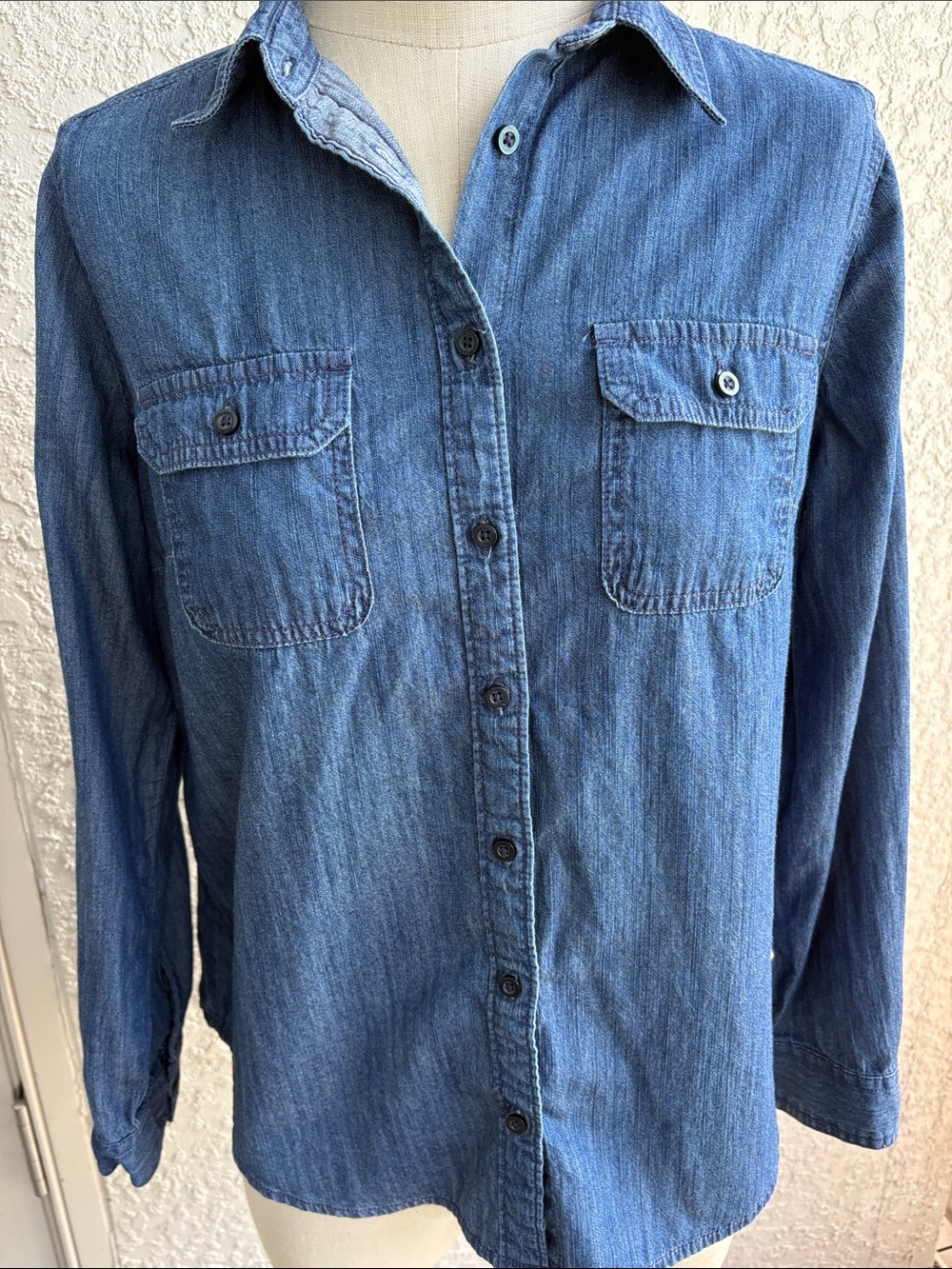 Women’s Blue Denim Button-Up Shirt